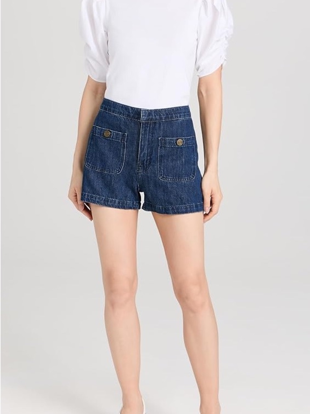 Frame Denim Dark Blue Patch-Pocket Jean Shorts